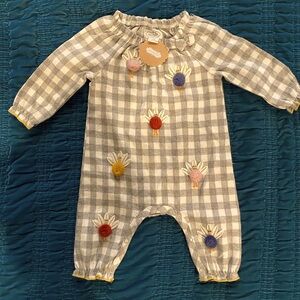 NWT Mud Pie Thanksgiving Turkeyey Romper Girls 0-3